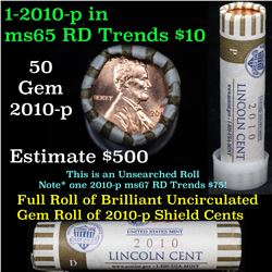 ***Auction Highlight***  Full 1c orig shotgun roll, 2010-p Union Shield Lincoln Cent Roll United Sta