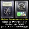 Image 1 : Proof ***Auction Highlight*** 1994-P World Cup Modern Commem Half Dollar 50c Grades GEM++ Proof Deep