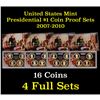 Image 1 : Group of 4 United States Mint Presidential $1 coin Proof Sets 2007-2010 16 coins Grades