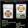 Image 1 : ***Auction Highlight*** NGC 1927-p Saint-Gaudens $20 Gold Graded ms64 By NGC (fc)
