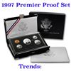 Image 1 : 1997 United States Mint Premier Silver Proof Set in Display case 5 coins Grades