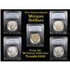 Image 1 : 5 Unc Morgan $1 Graded By PCGS Mixed Dates From The McClaren Collection Grades