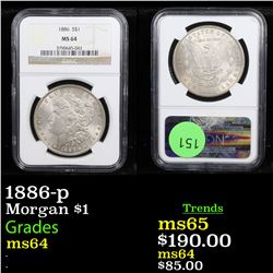 NGC 1886-p Morgan Dollar $1 Graded ms64 By NGC