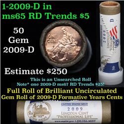 Full 1c orig shotgun roll, 2009-d Formative Years Lincoln Cent Roll United States Mint Wrapper Grade