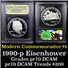 Image 1 : Proof 1990-P Eisenhower Modern Commem Dollar $1 Grades GEM++ Proof Deep Cameo