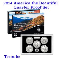 2014 United States Quarters America the Beautiful Silver Proof Set - 5 pc set   Grades