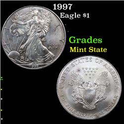 1997 Silver Eagle Dollar $1 Grades Mint State