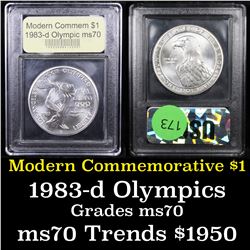 ***Auction Highlight*** 1983-d Olympics Modern Commem Dollar $1 Graded ms70, Perfection By USCG (fc)