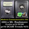 Image 1 : Proof 1991-S Mount Rushmore Modern Commem Half Dollar 50c Grades GEM++ Proof Deep Cameo