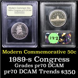 Proof ***Auction Highlight*** 1989-S Congress Modern Commem Half Dollar 50c Grades GEM++ Proof Deep 