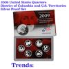 Image 1 : 2009 United States Quarters District of Columbia and U.S. Territories Silver Proof Set - 6 pc set   