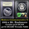 Image 1 : Proof 1991-S Mount Rushmore Modern Commem Dollar $1 Grades GEM++ Proof Deep Cameo