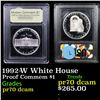 Image 1 : Proof 1992-W White House Modern Commem Dollar $1 Graded GEM++ Proof Deep Cameo By USCG