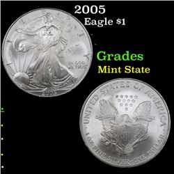 2005 Silver Eagle Dollar $1 Grades Mint State