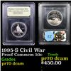 Image 1 : Proof 1995-S Civil War Modern Commem Half Dollar 50c Graded GEM++ Proof Deep Cameo By USCG