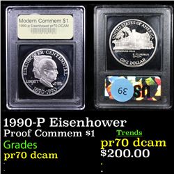 Proof 1990-P Eisenhower Modern Commem Dollar $1 Graded GEM++ Proof Deep Cameo By USCG