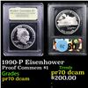 Image 1 : Proof 1990-P Eisenhower Modern Commem Dollar $1 Graded GEM++ Proof Deep Cameo By USCG