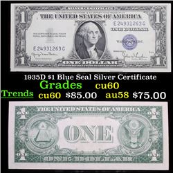 1935D $1 Blue Seal Silver Certificate Grades Select CU