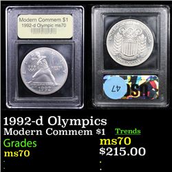 1992-d Olympics Modern Commem Dollar $1 Graded ms70, Perfection By USCG