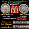 Image 1 : Mixed small cents 1c orig shotgun roll, 1917-d Wheat Cent, 1887 Indian Cent other end, McDonalds Wra