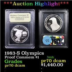 Proof ***Auction Highlight*** 1983-S Olympics Modern Commem Dollar $1 Graded GEM++ Proof Deep Cameo 