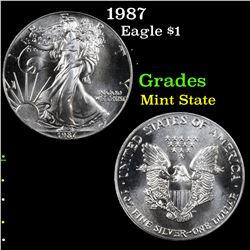 1987 Silver Eagle Dollar $1 Grades Mint State