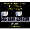 Image 1 : 2005 & 2006 United States Mint Proof Set 20 coins