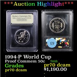Proof ***Auction Highlight*** 1994-P World Cup Modern Commem Half Dollar 50c Graded GEM++ Proof Deep