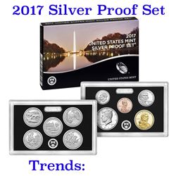 2017 United States Mint Silver Proof Set - 10 pc set, about 1 1/2 ounces of pure silver