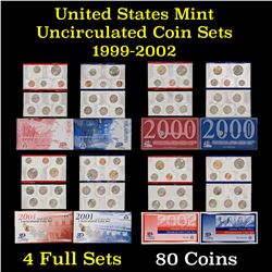 Group of 4 United States Mint Uncurculated Coin Sets In Original Government Packaging 1999-2002 80 c