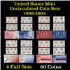 Image 1 : Group of 4 United States Mint Uncurculated Coin Sets In Original Government Packaging 1999-2002 80 c