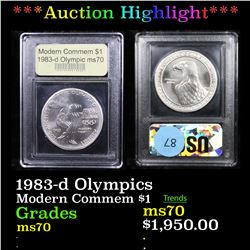 ***Auction Highlight*** 1983-d Olympics Modern Commem Dollar $1 Graded ms70, Perfection By USCG (fc)