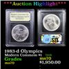 Image 1 : ***Auction Highlight*** 1983-d Olympics Modern Commem Dollar $1 Graded ms70, Perfection By USCG (fc)