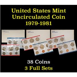 Group of 3 United States Mint Uncurculated Coin Sets In Original Government Packaging 1979-1981 38 c