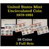 Image 1 : Group of 3 United States Mint Uncurculated Coin Sets In Original Government Packaging 1979-1981 38 c