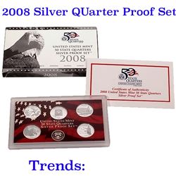 2008 United States Quarters Silver Proof Set - 5 pc set  Low mintage