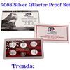 Image 1 : 2008 United States Quarters Silver Proof Set - 5 pc set  Low mintage