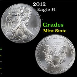 2012 Silver Eagle Dollar $1 Grades Mint State