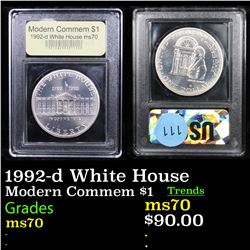 1992-d White House Modern Commem Dollar $1 Graded ms70, Perfection By USCG