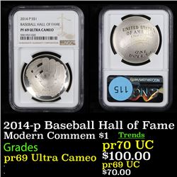 Proof NGC 2014-p Baseball Hall of Fame Modern Commem Dollar $1 Graded pr69 By NGC