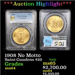 ***Auction Highlight*** PCGS 1908 No Motto Graded ms64 By PCGS (fc)