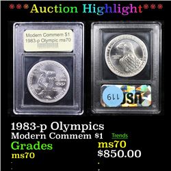 ***Auction Highlight*** 1983-p Olympics Modern Commem Dollar $1 Graded ms70, Perfection By USCG (fc)