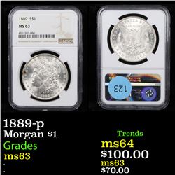 NGC 1889-p Morgan Dollar $1 Graded ms63 By NGC