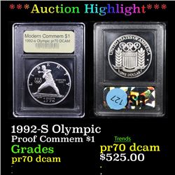 Proof ***Auction Highlight*** 1992-S Olympic Modern Commem Dollar $1 Graded GEM++ Proof Deep Cameo B