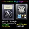 Image 1 : Proof ***Auction Highlight*** 1992-S Olympic Modern Commem Dollar $1 Graded GEM++ Proof Deep Cameo B