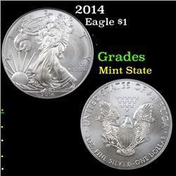 2014 Silver Eagle Dollar $1 Grades Mint State