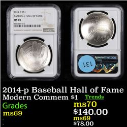 NGC 2014-p Baseball Hall of Fame Modern Commem Dollar $1 Graded ms69 By NGC