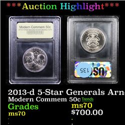 ***Auction Highlight*** 2013-d 5-Star Generals Arnold & Bradley Modern Commem Half Dollar 50c Graded