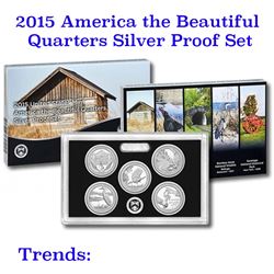 2015 United States Quarters America the Beautiful Silver Proof Set - 5 pc set