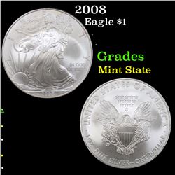 2008 Silver Eagle Dollar $1 Grades Mint State